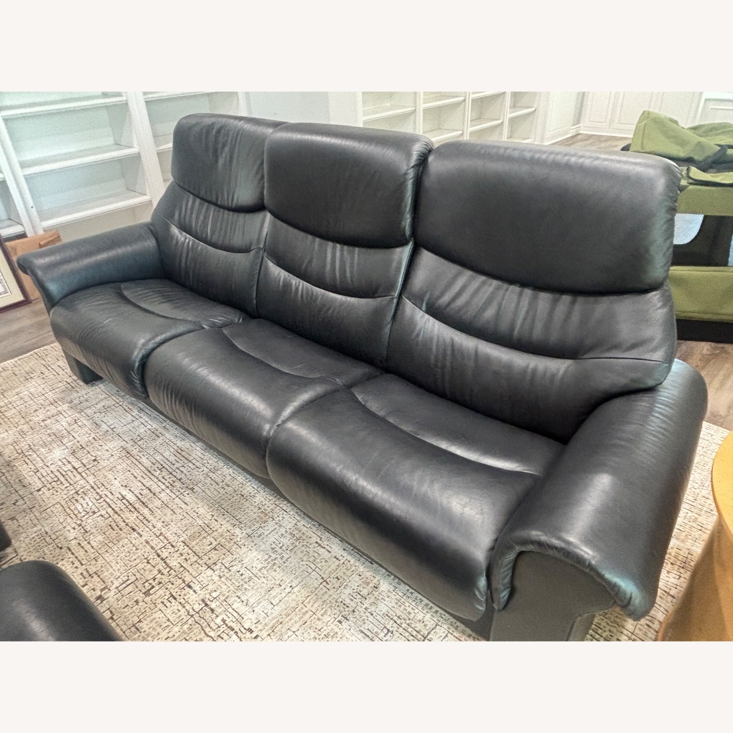 Ekornes Liberty Black Leather 3+ Seater Sofa - image-2