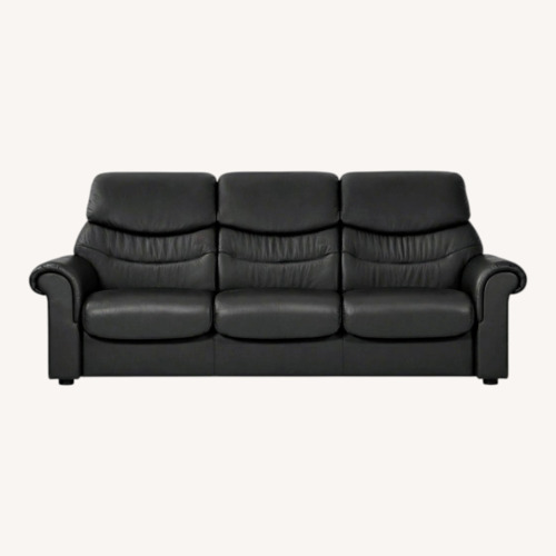 Used Ekornes Liberty Black Leather 3+ Seater Sofa for sale on AptDeco