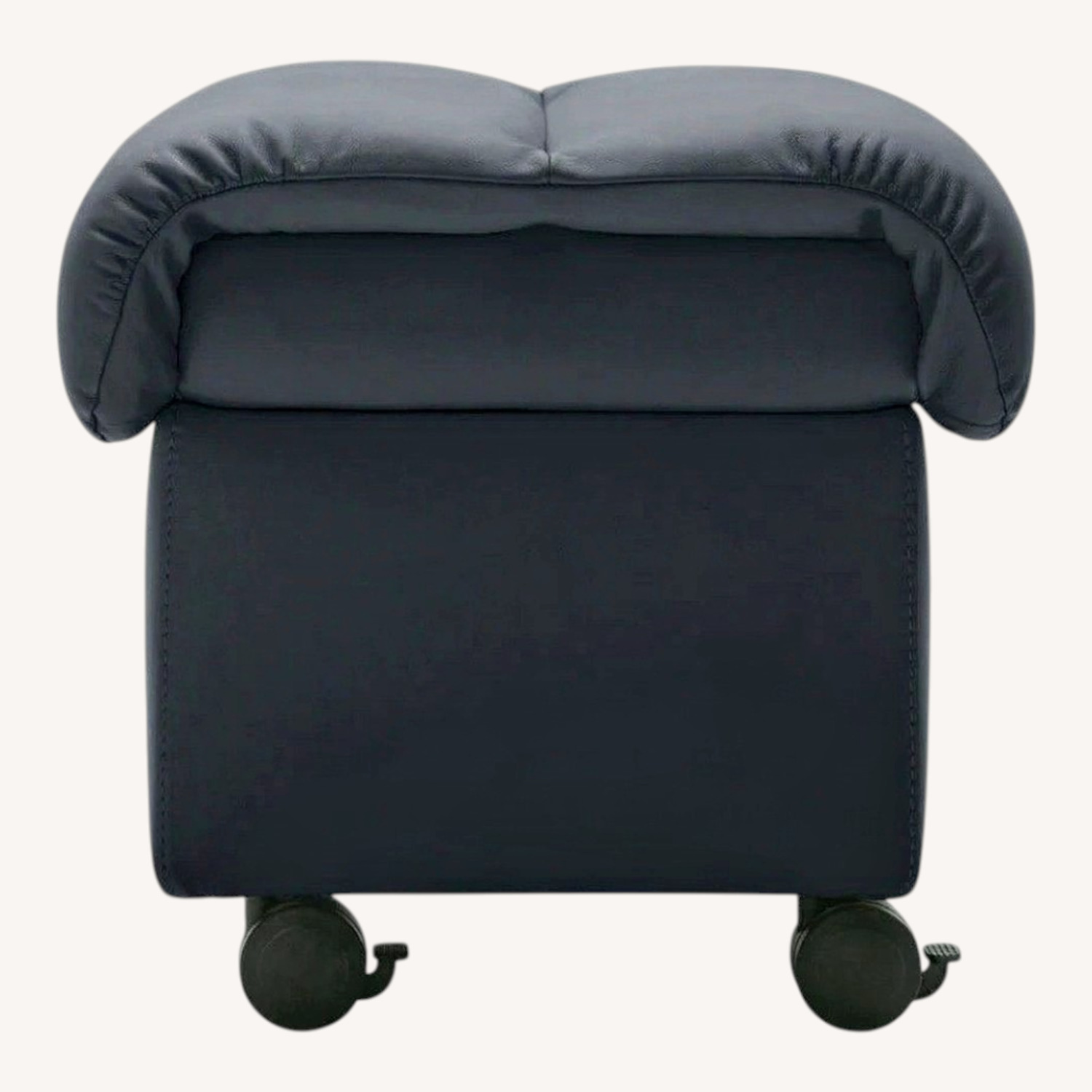 Ekornes Paloma Black Leather Ottoman - image-0