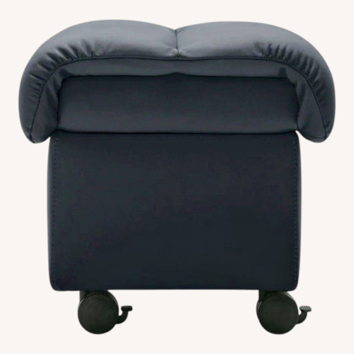 Used Ekornes Paloma Black Leather Ottoman for sale on AptDeco