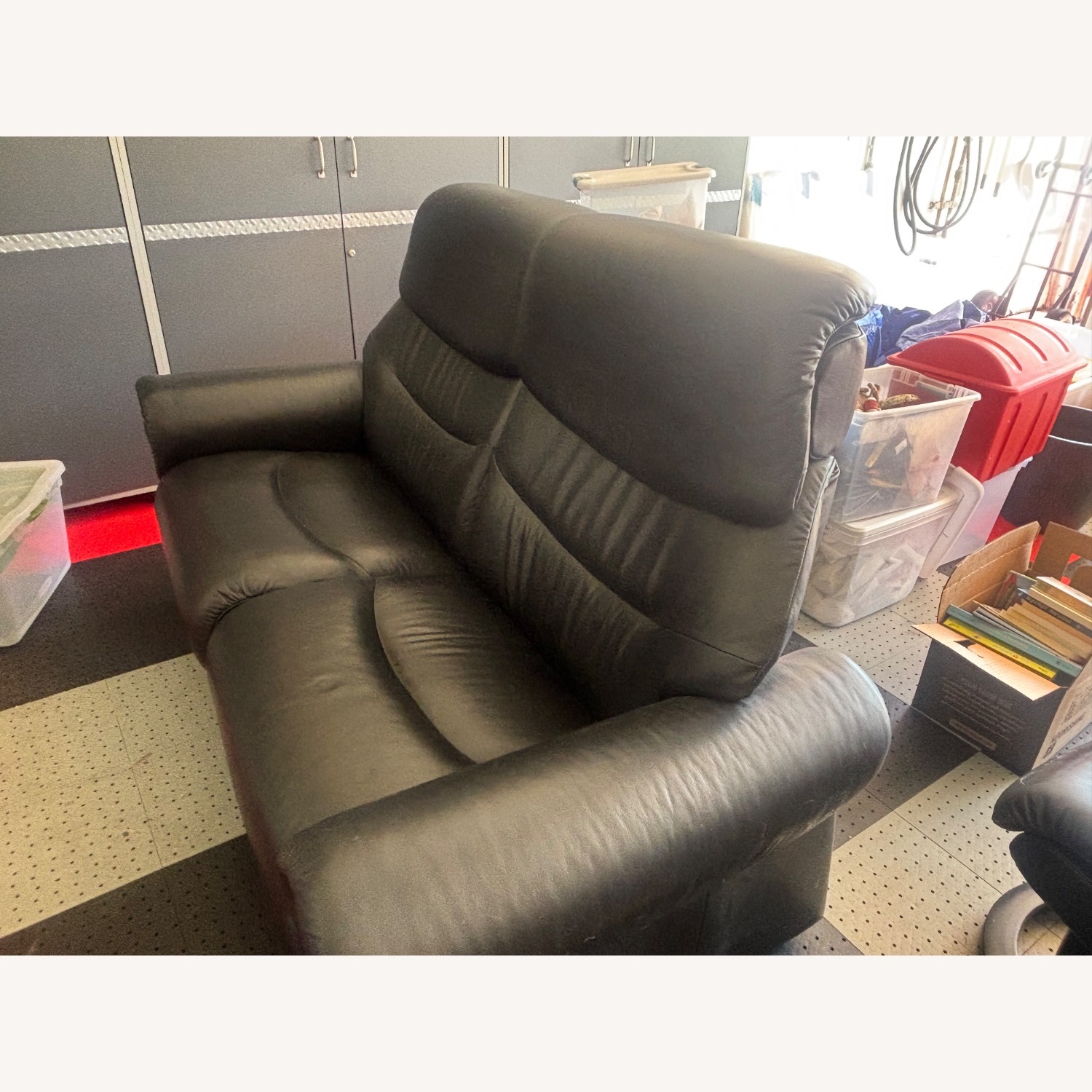 Ekornes Liberty Black Leather Loveseat - image-2