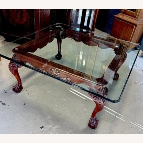Used Henredon  Glass Top Wood Coffee Table for sale on AptDeco
