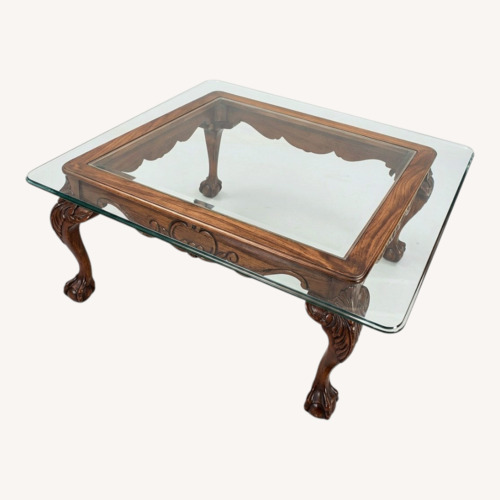 Used Henredon  Glass Top Wood Coffee Table for sale on AptDeco
