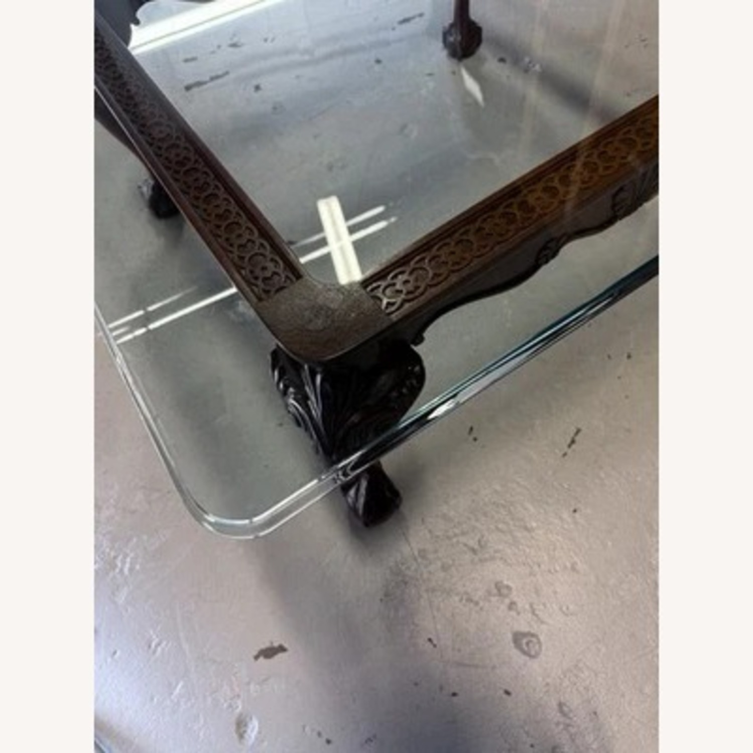 Henredon  Glass Top Wood Coffee Table - image-5