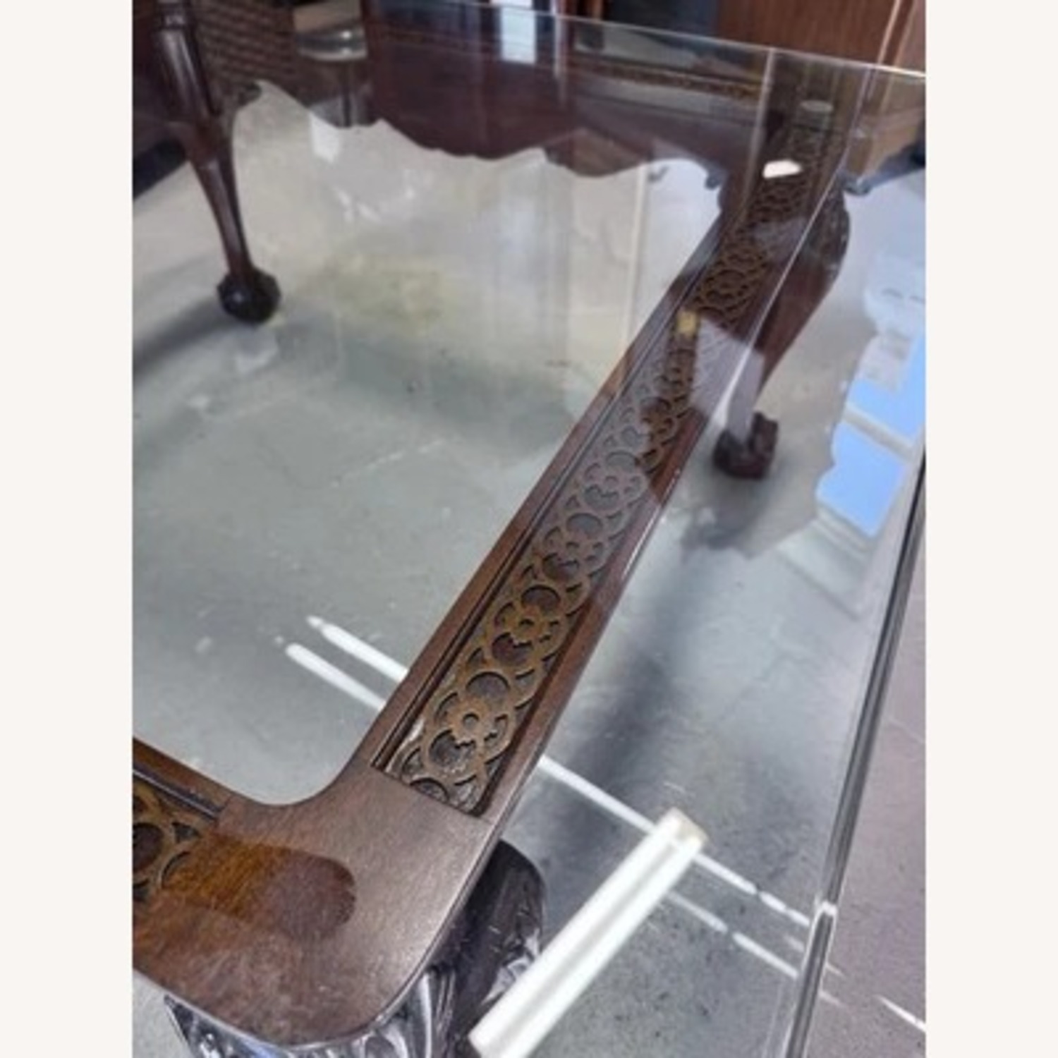 Henredon  Glass Top Wood Coffee Table - image-4
