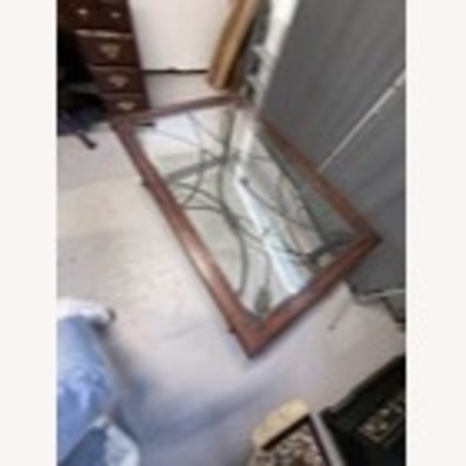 Wood & Iron Glass Top Coffee Table  - image-7