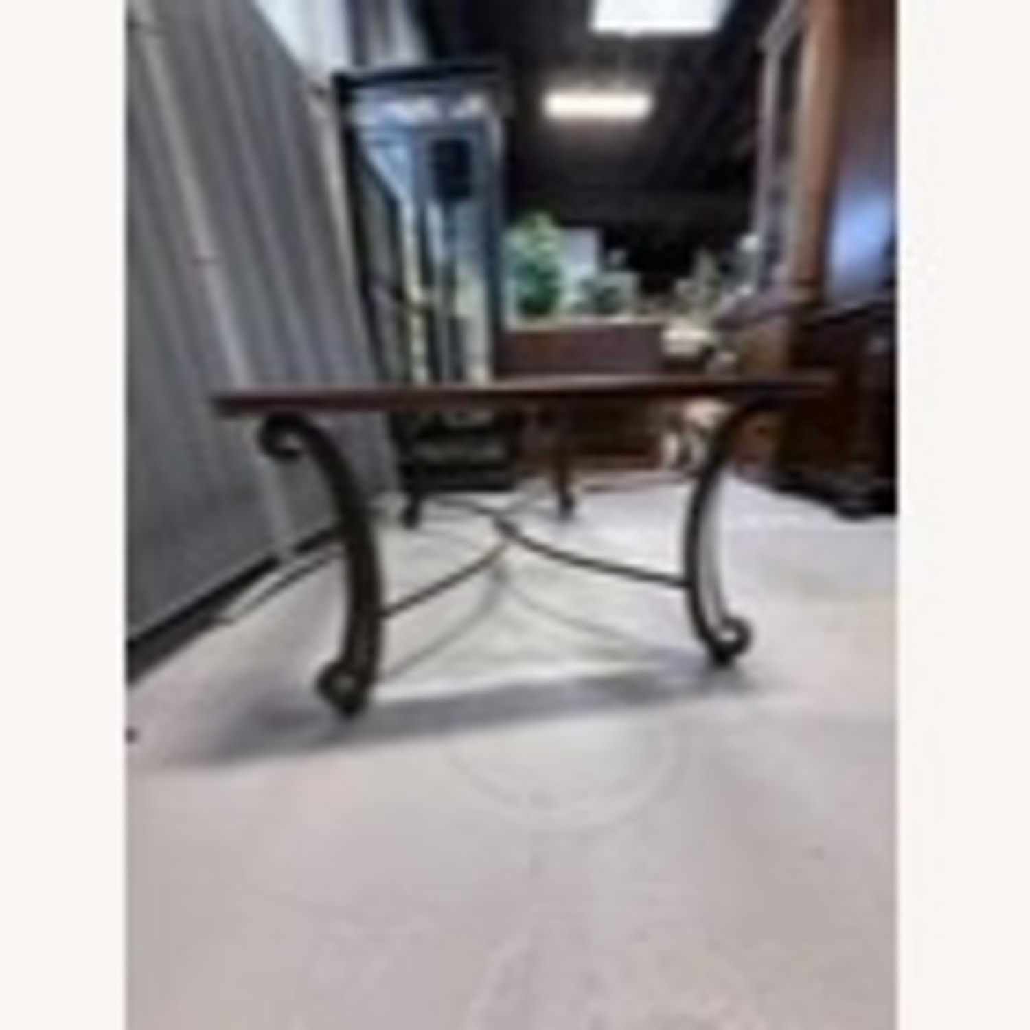 Wood & Iron Glass Top Coffee Table  - image-3