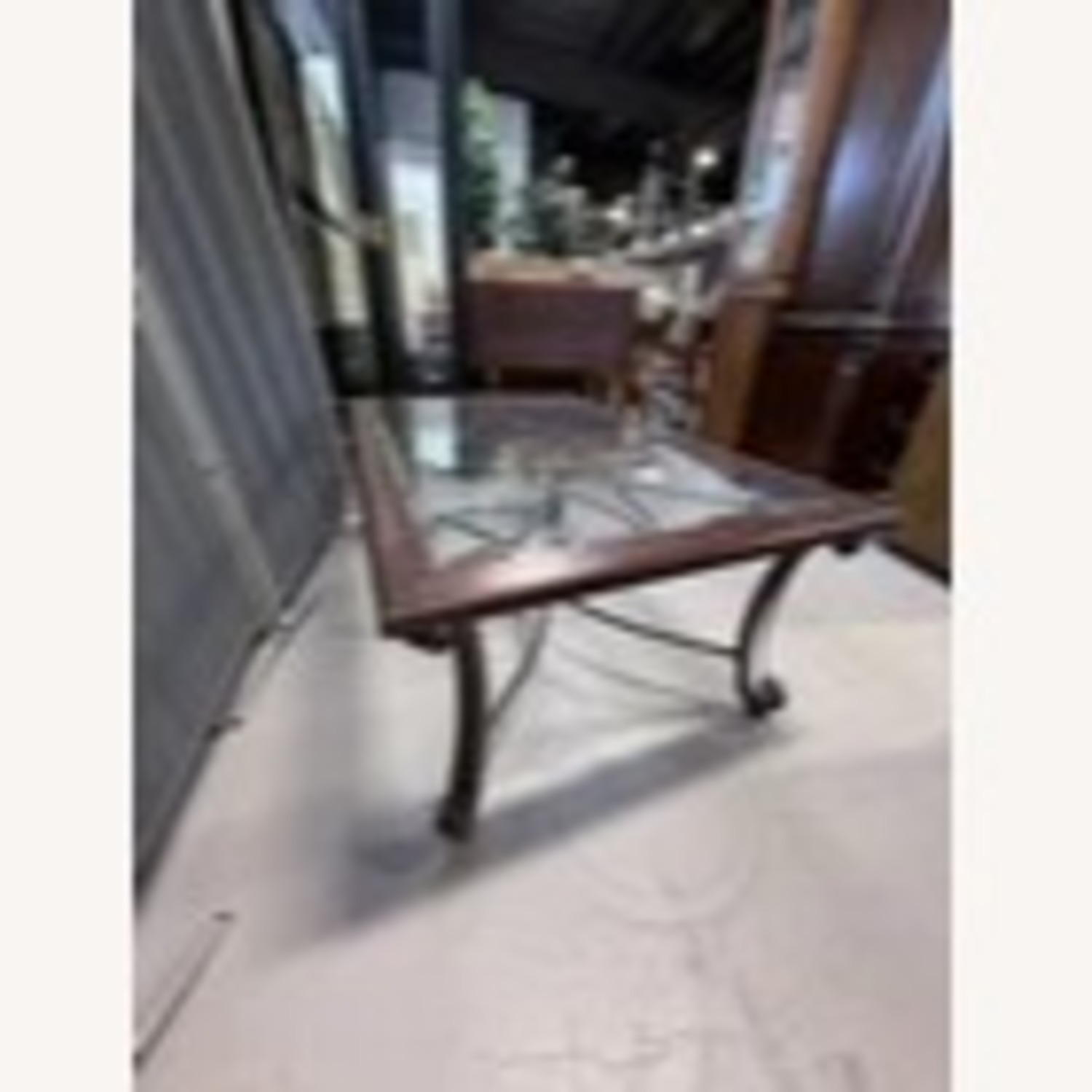 Wood & Iron Glass Top Coffee Table  - image-4