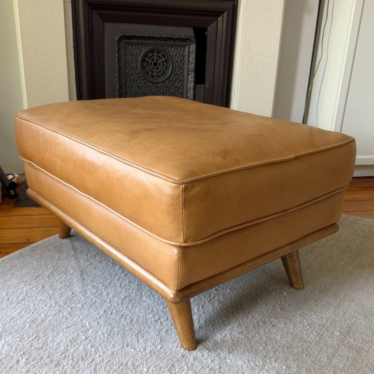 Article Timber 31" Leather Ottoman - Charme Tan - image-1