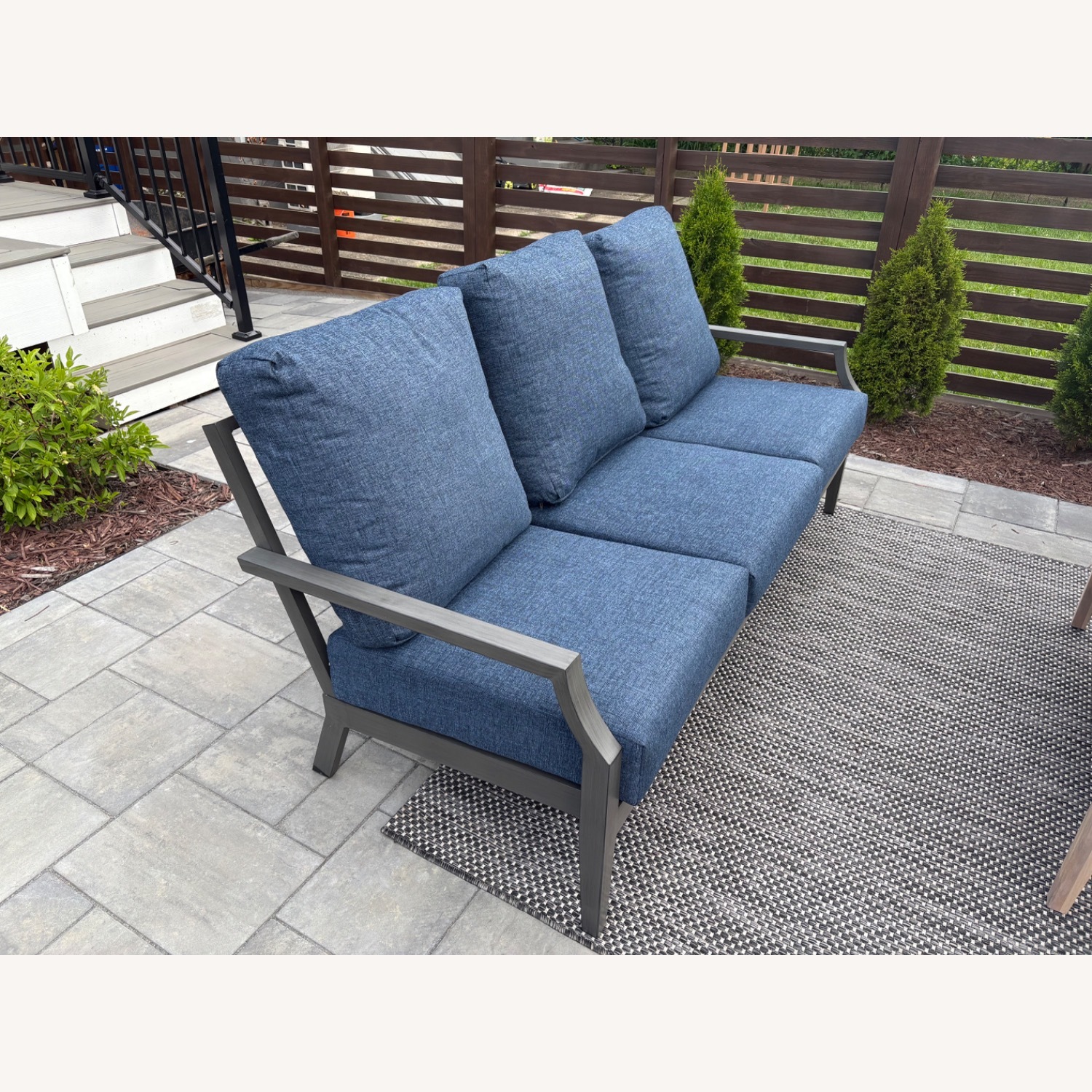 Living Spaces Dark Gray Metal Patio Furniture - image-4