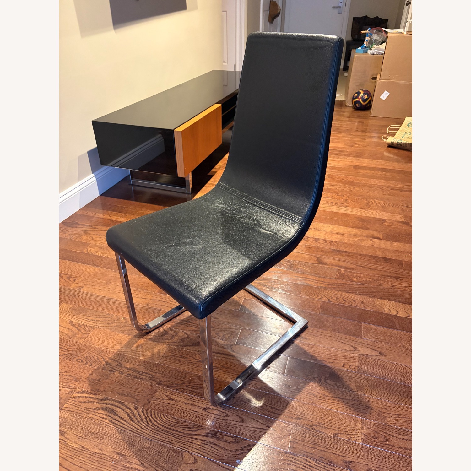 Calligaris Black Leather Dining Chairs - image-1