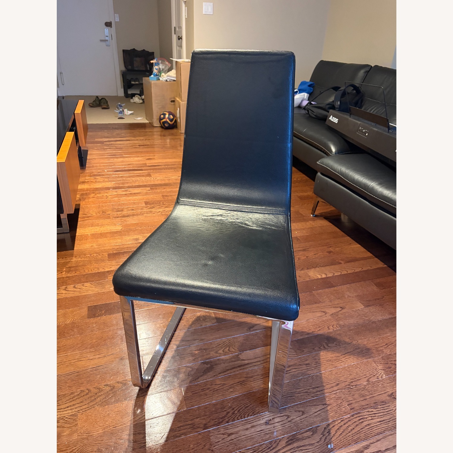 Calligaris Black Leather Dining Chairs - image-2