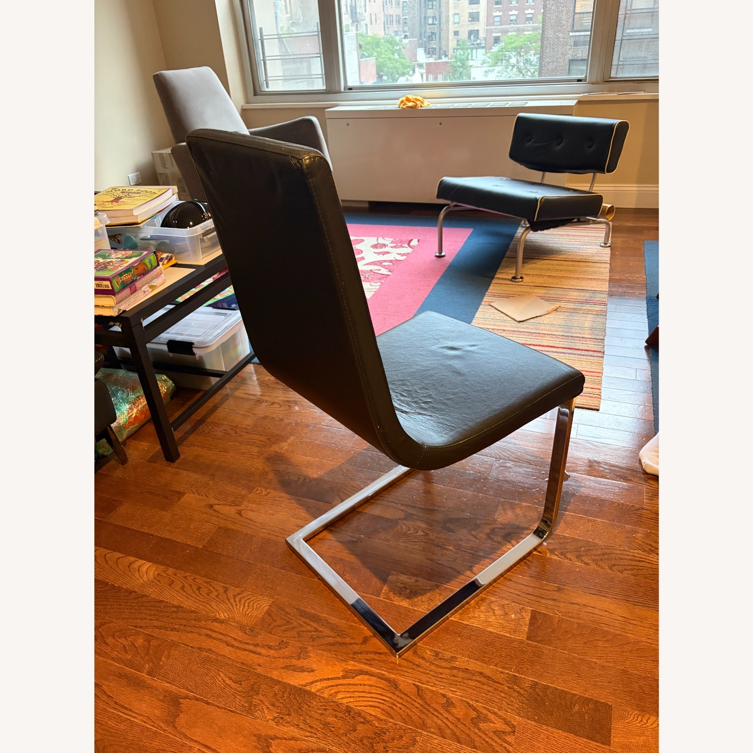 Calligaris Black Leather Dining Chairs - image-3