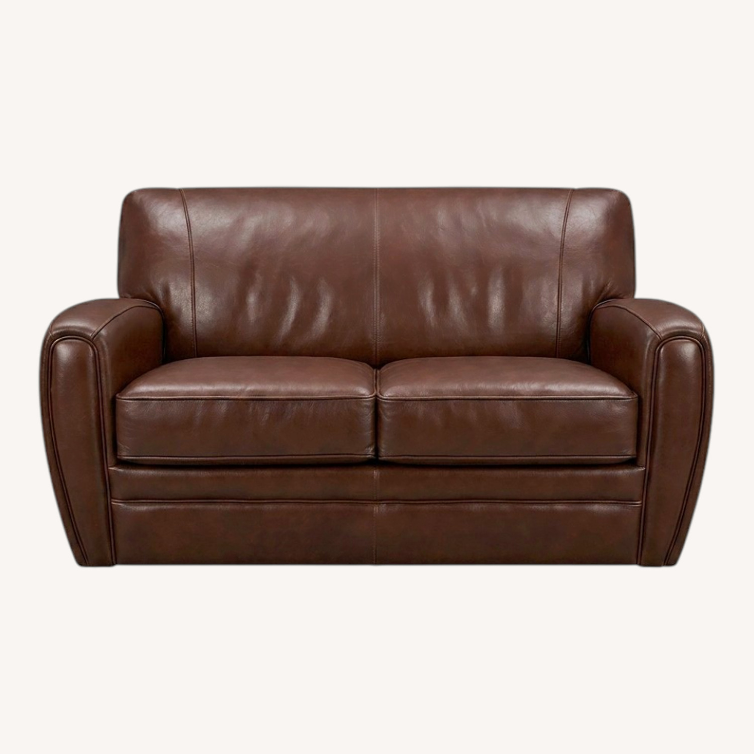 Dark Brown Leather 2 Seater Sofa - image-0