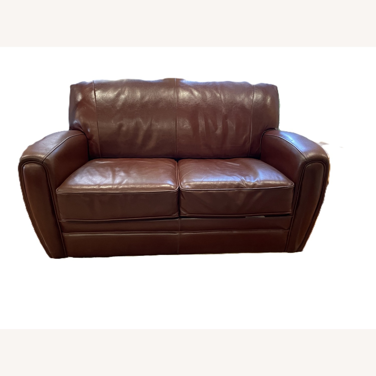Dark Brown Leather 2 Seater Sofa - image-1