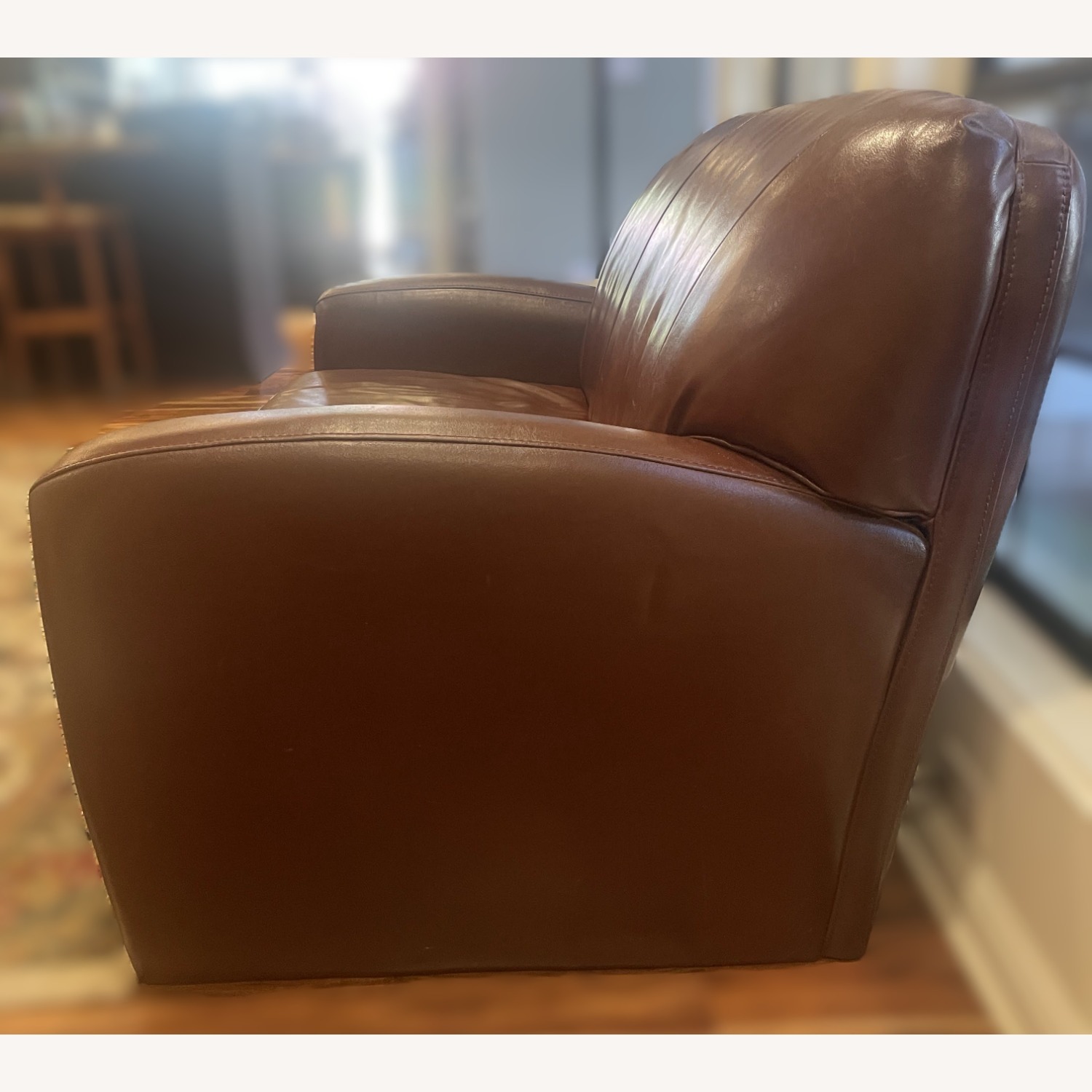 Dark Brown Leather 2 Seater Sofa - image-5