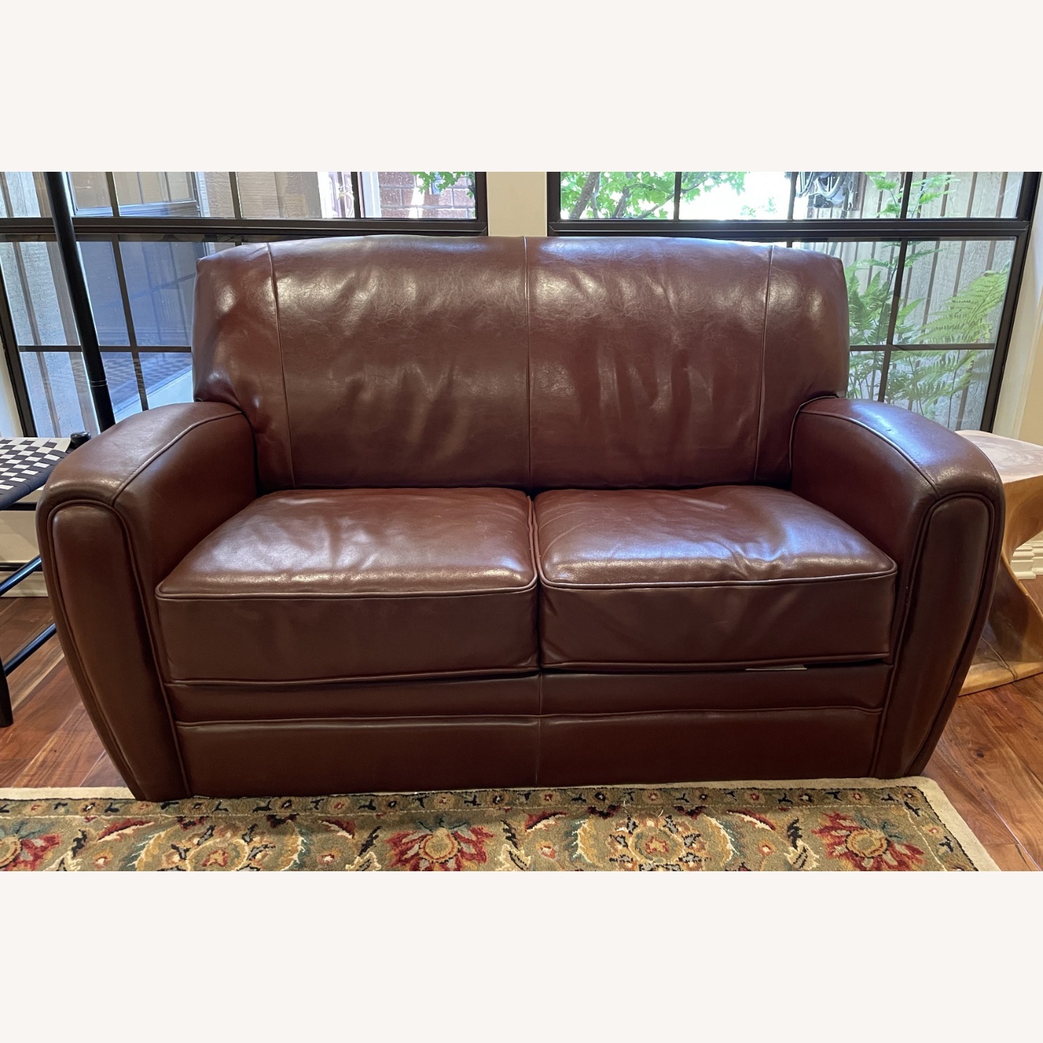 Dark Brown Leather 2 Seater Sofa - image-2
