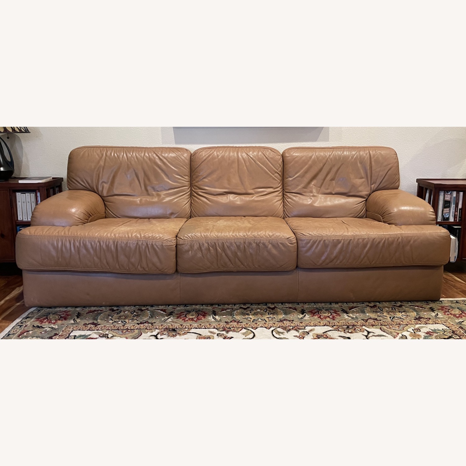 Natuzzi Italian Leather 3+ Seater Sofa & Ottoman - image-2