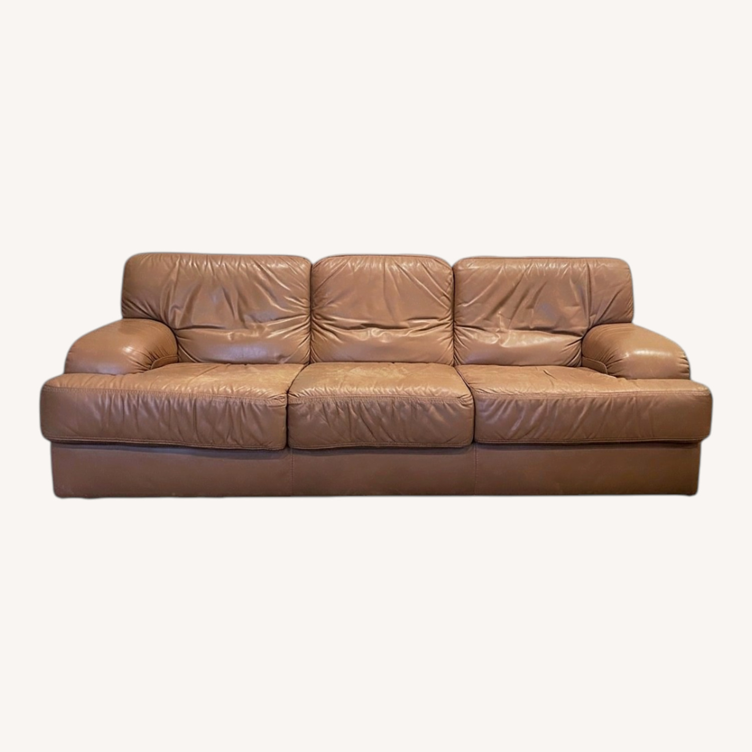 Natuzzi Italian Leather 3+ Seater Sofa & Ottoman - image-0