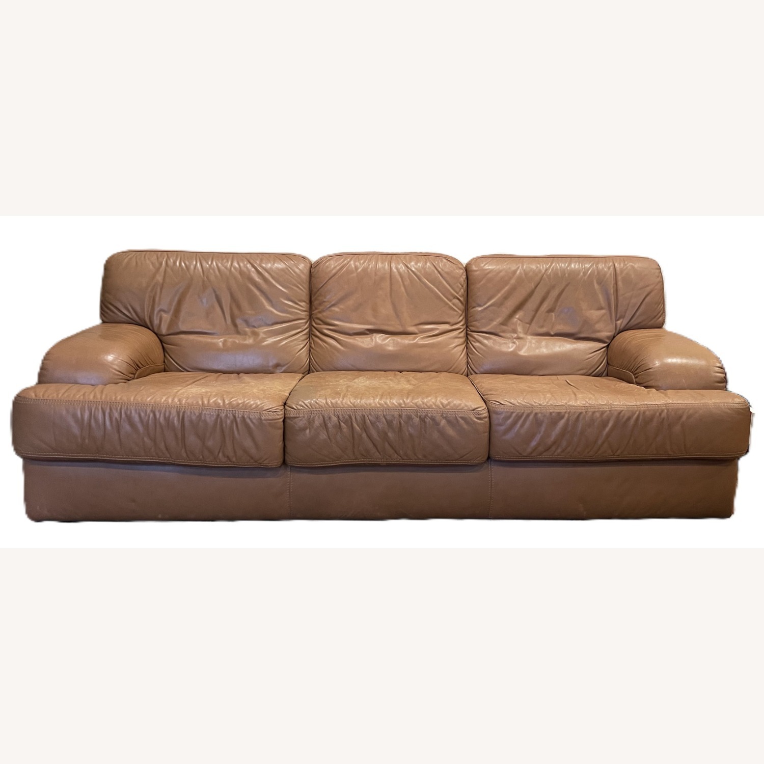 Natuzzi Italian Leather 3+ Seater Sofa & Ottoman - image-1