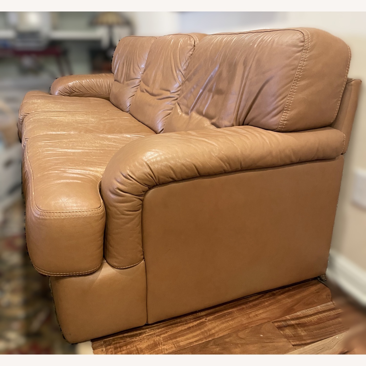 Natuzzi Italian Leather 3+ Seater Sofa & Ottoman - image-6