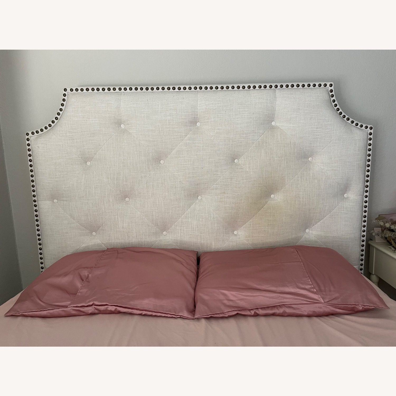 Queen Upholstered Bed Frame with Tufted Headboard - image-1