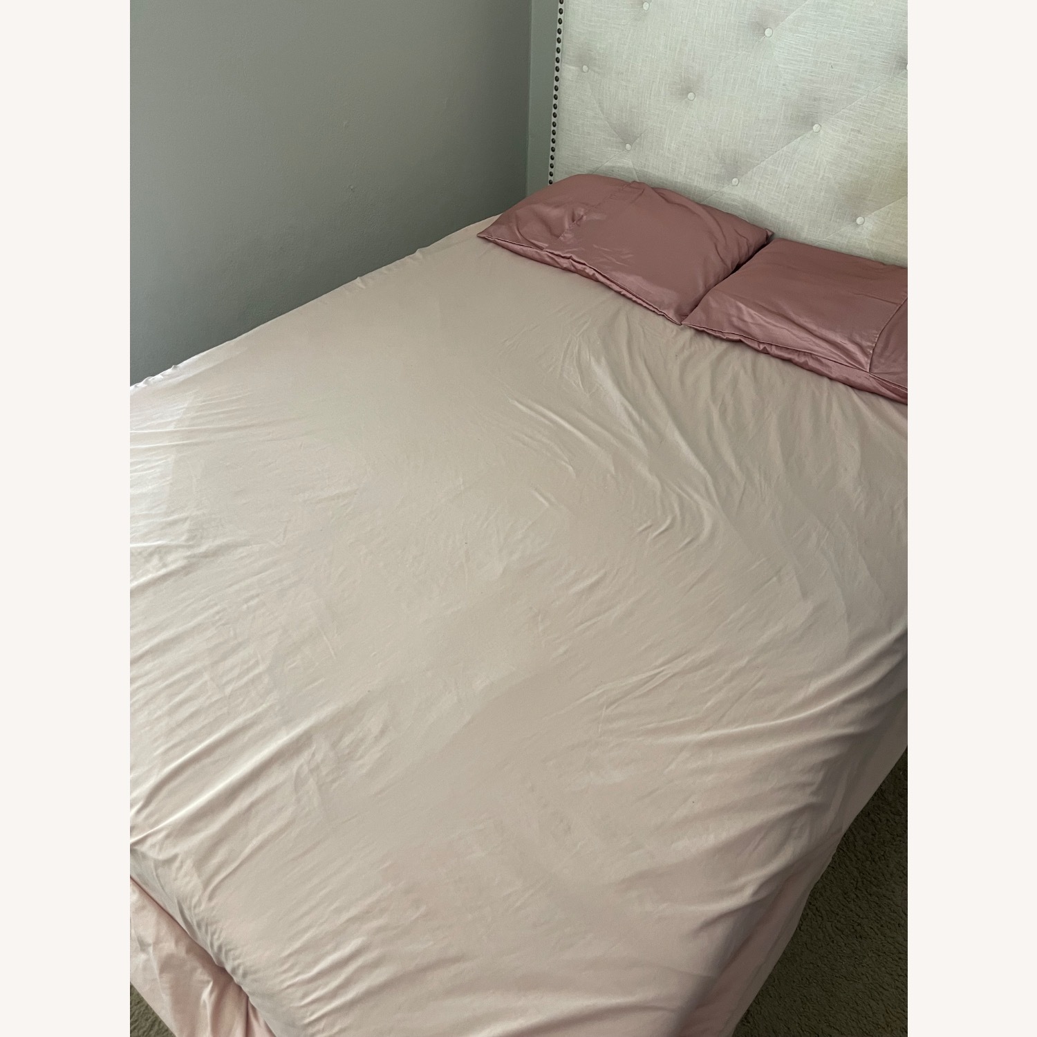 Queen Upholstered Bed Frame with Tufted Headboard - image-3