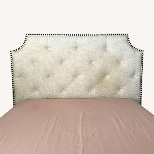 Used Queen Upholstered Bed Frame with Tufted Headboard for sale on AptDeco