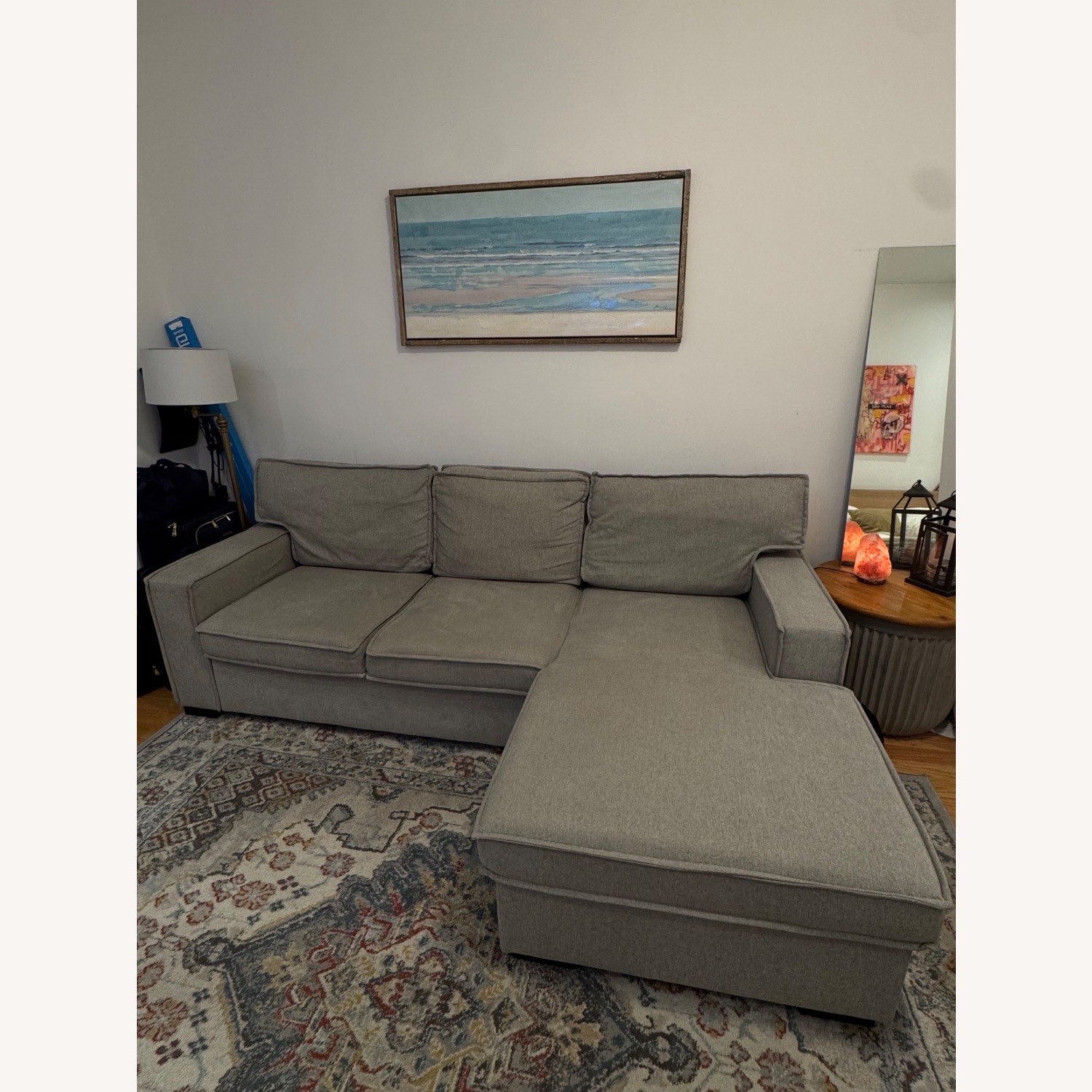 Bob's Discount Furniture Light Gray Chaise Lounge - image-1