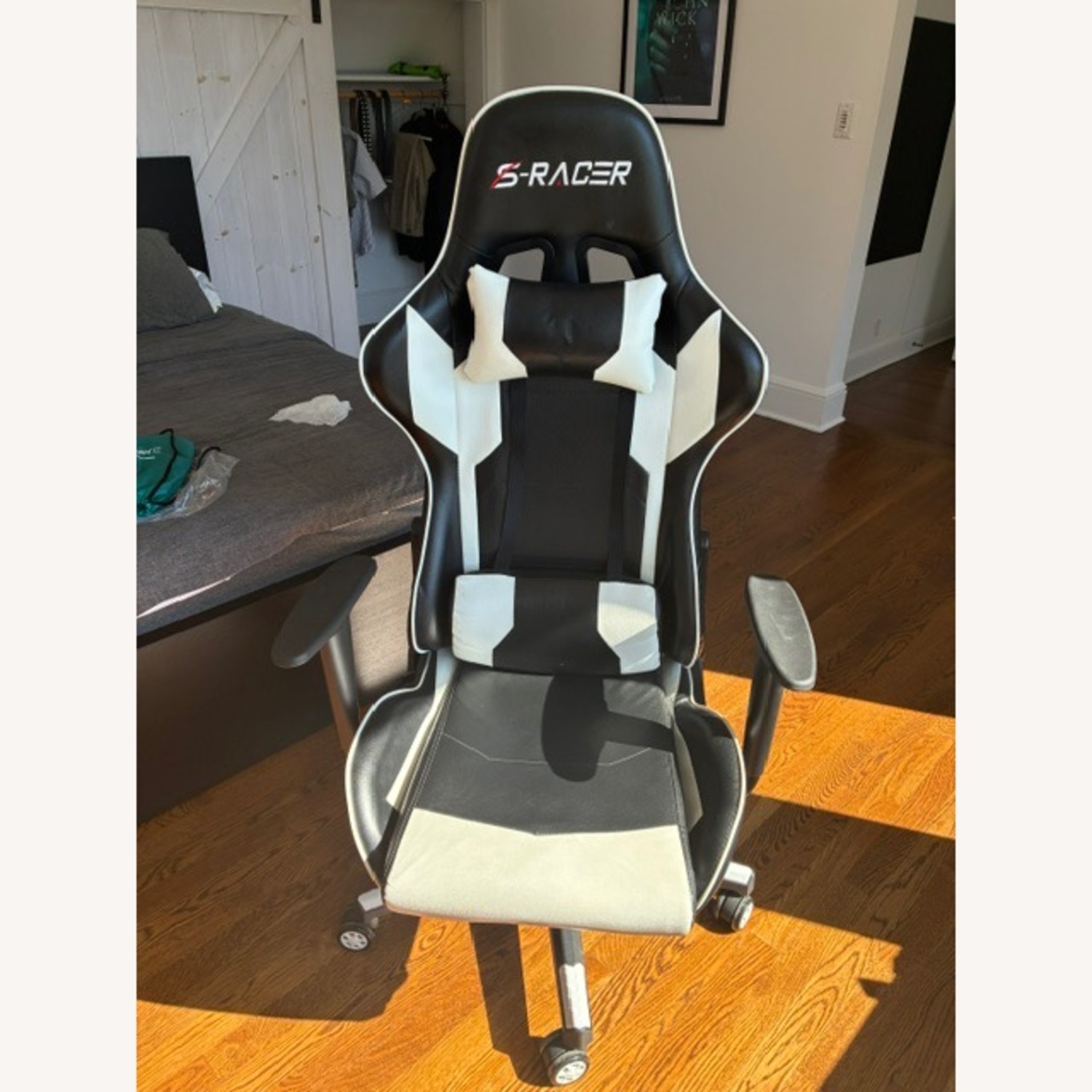 Amazon Gaming Chair White Faux Leather Office Chair - image-1