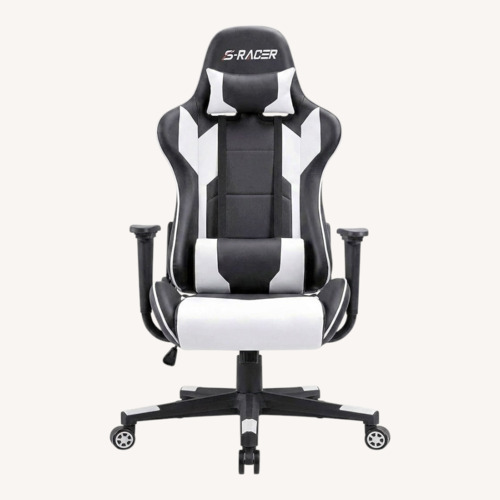Used Amazon Gaming Chair White Faux Leather Office Chair for sale on AptDeco