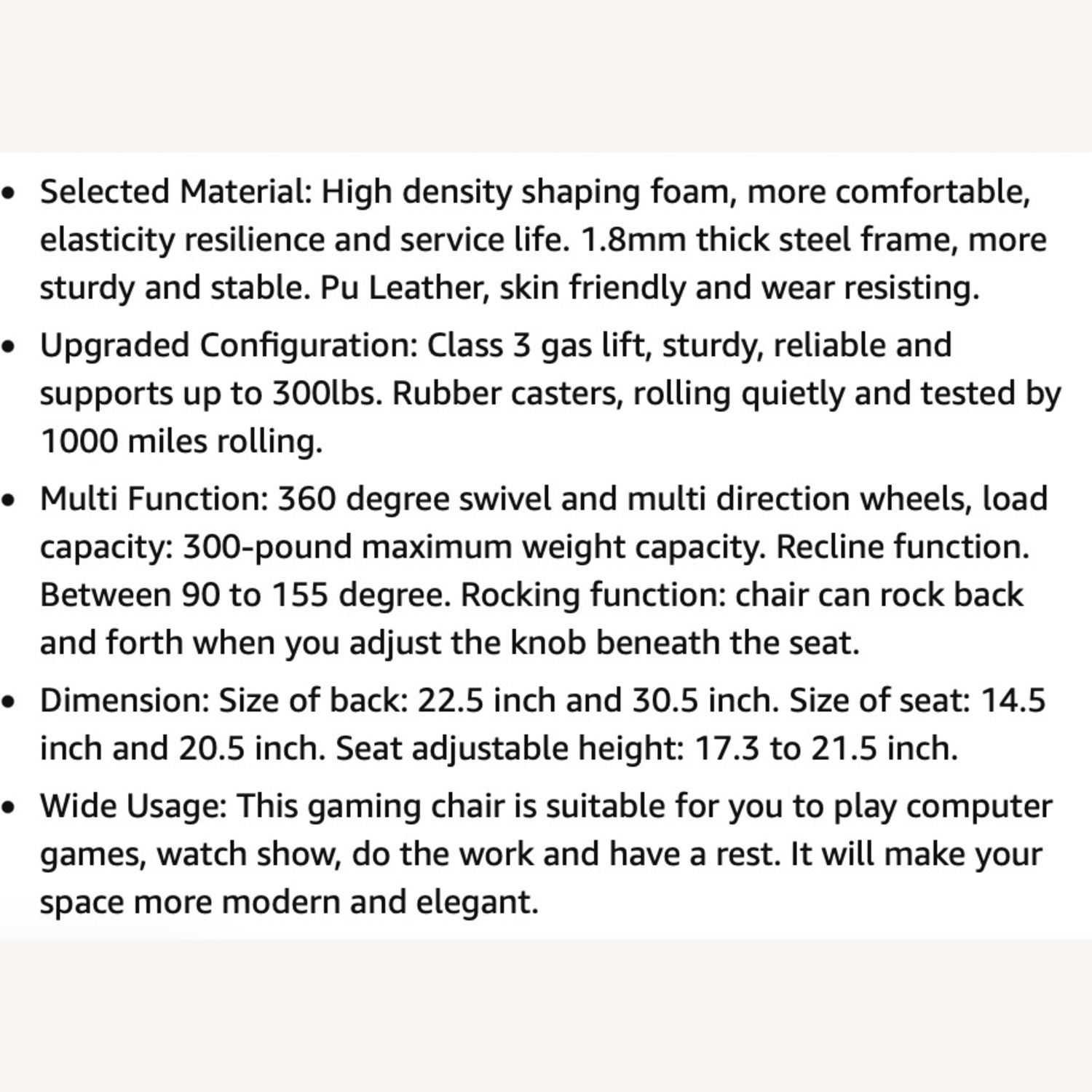 Amazon Gaming Chair White Faux Leather Office Chair - image-6