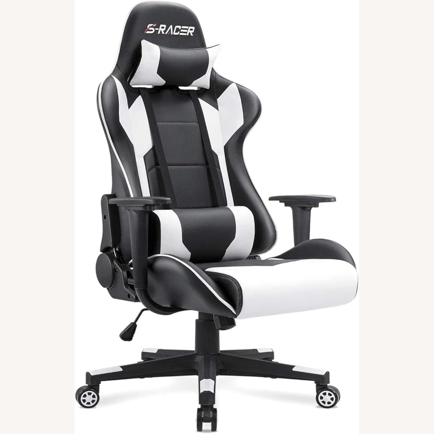 Amazon Gaming Chair White Faux Leather Office Chair - image-7