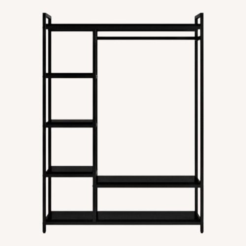 Used Freestanding Closet Organizer Black Metal Armoire for sale on AptDeco