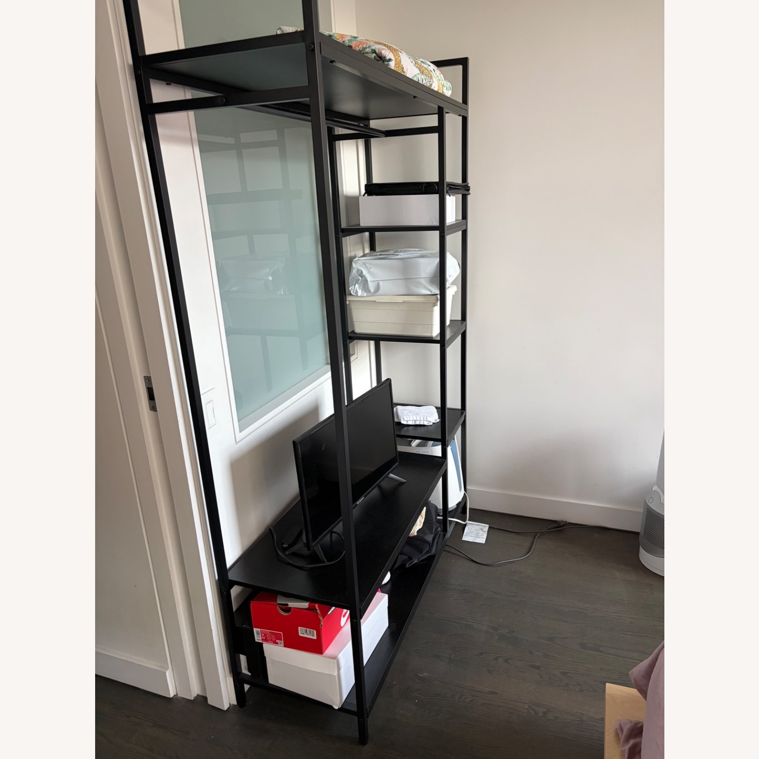 Freestanding Closet Organizer Black Metal Armoire - image-2
