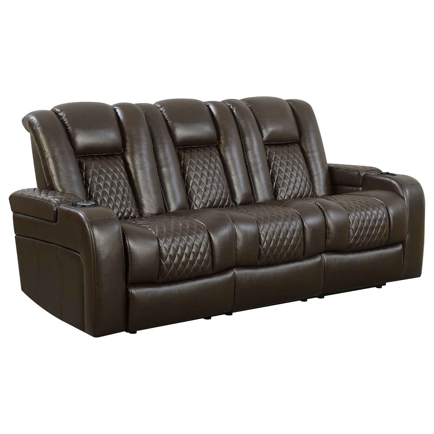 Dark Brown Leather 3+ Seater Sofa - image-5