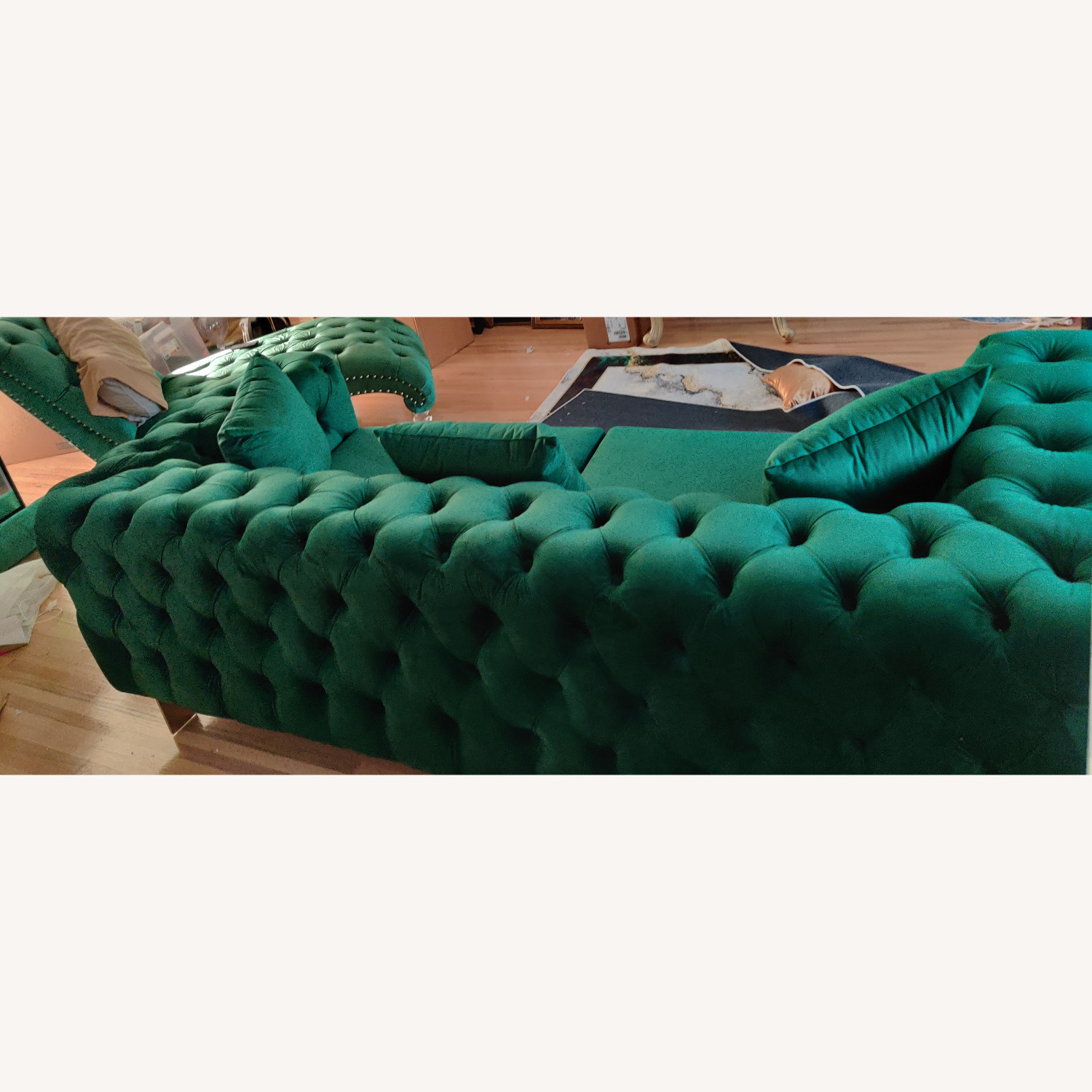 Green Velvet 3+ Seater Sofa - image-5