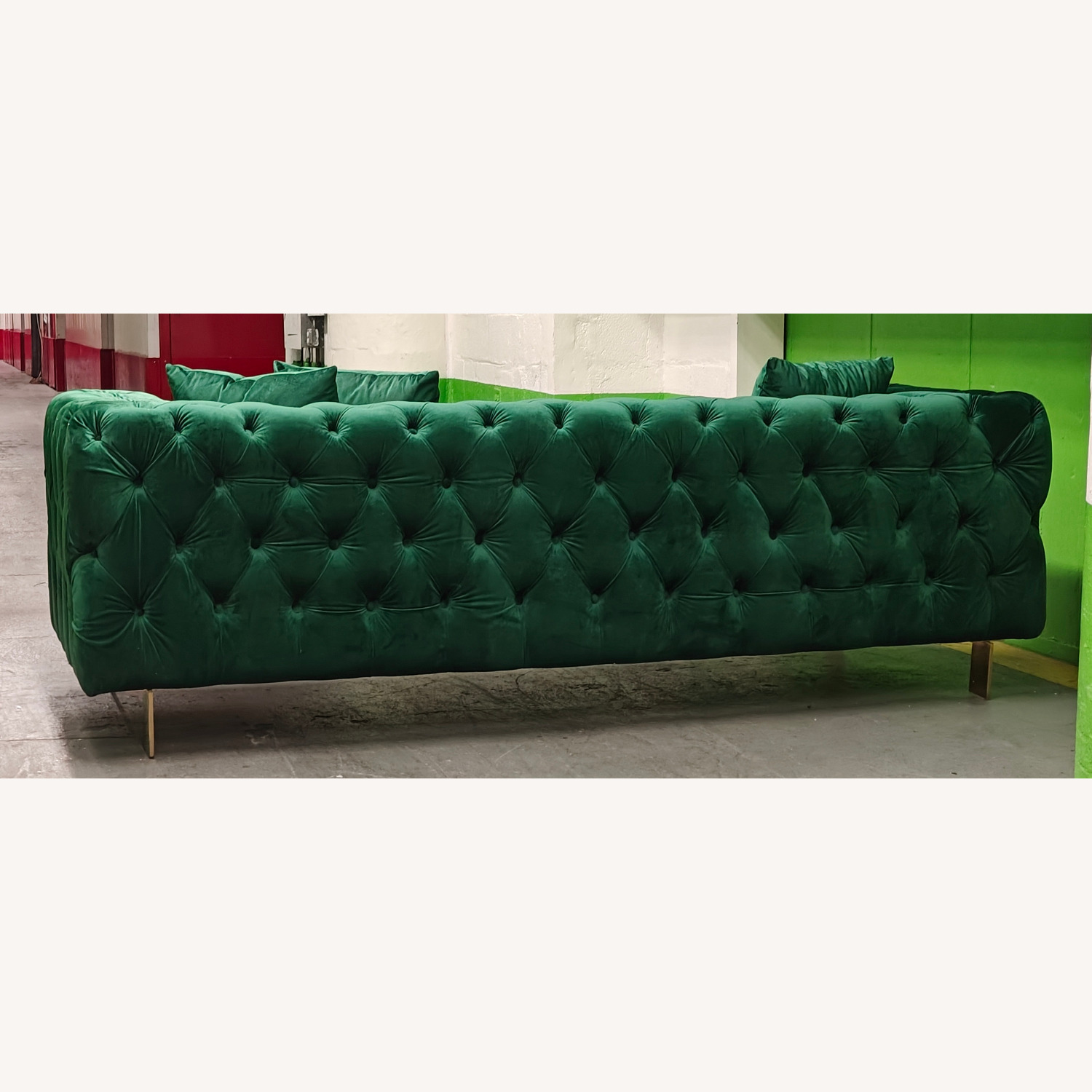 Green Velvet 3+ Seater Sofa - image-4