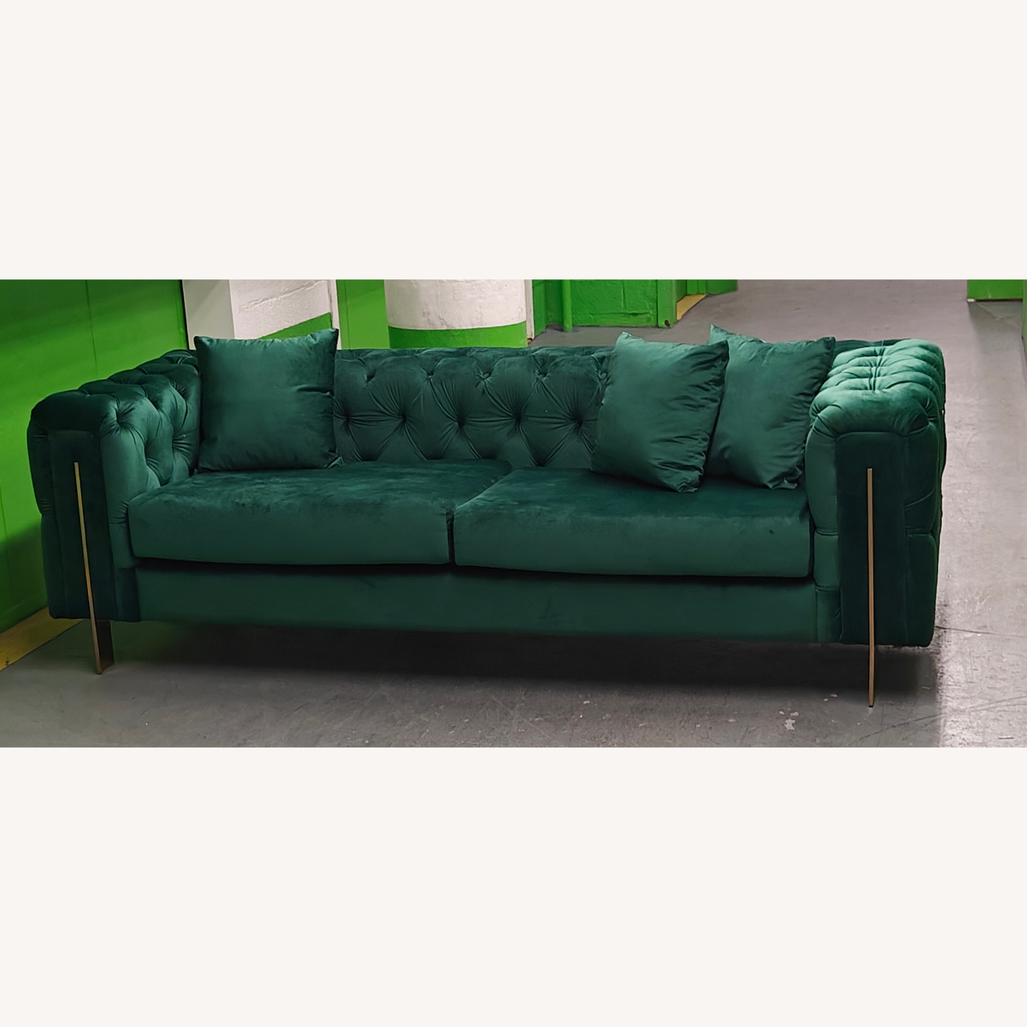 Green Velvet 3+ Seater Sofa - image-2