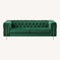 Green Velvet 3+ Seater Sofa