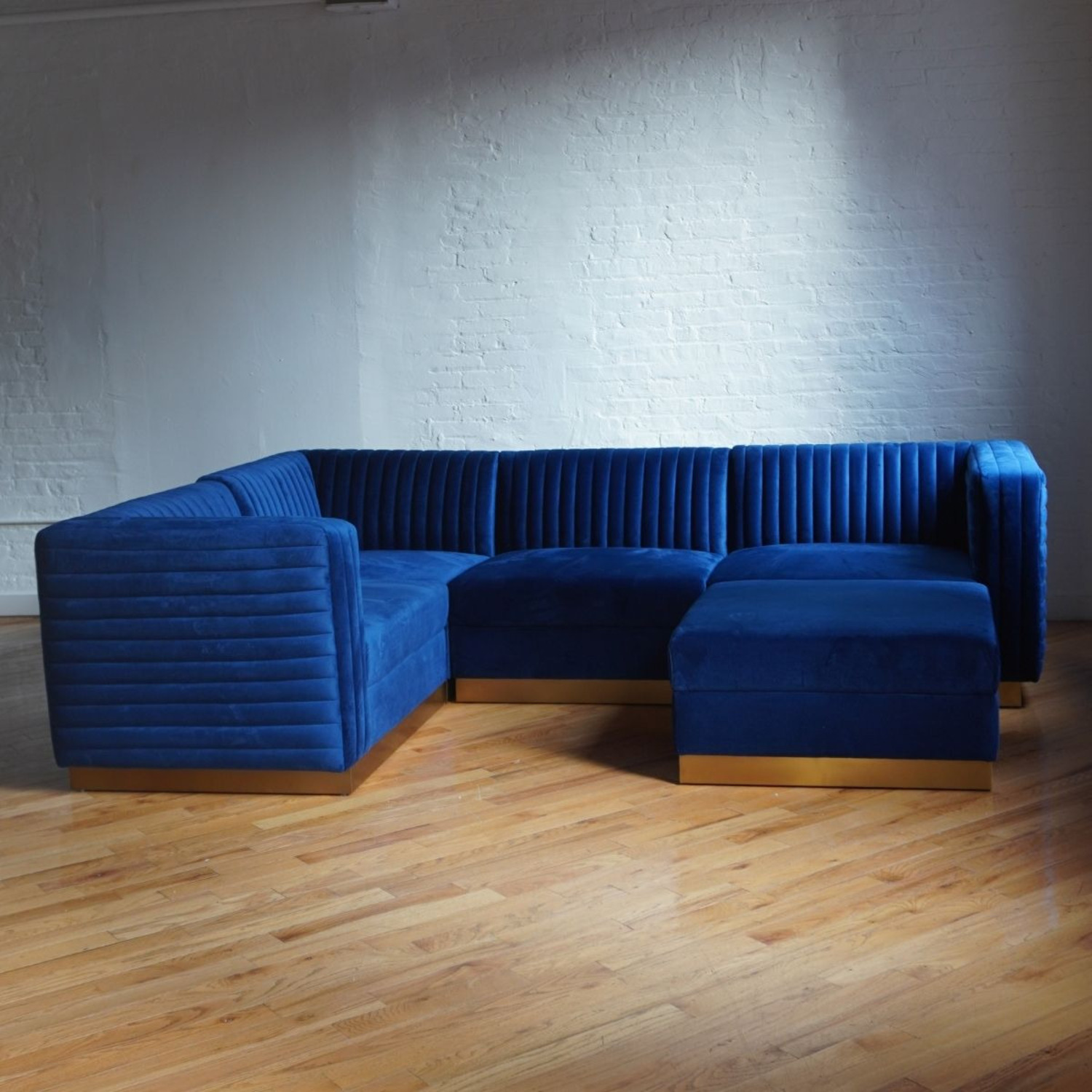 Blue Velvet 3+ Piece Sectional - image-4