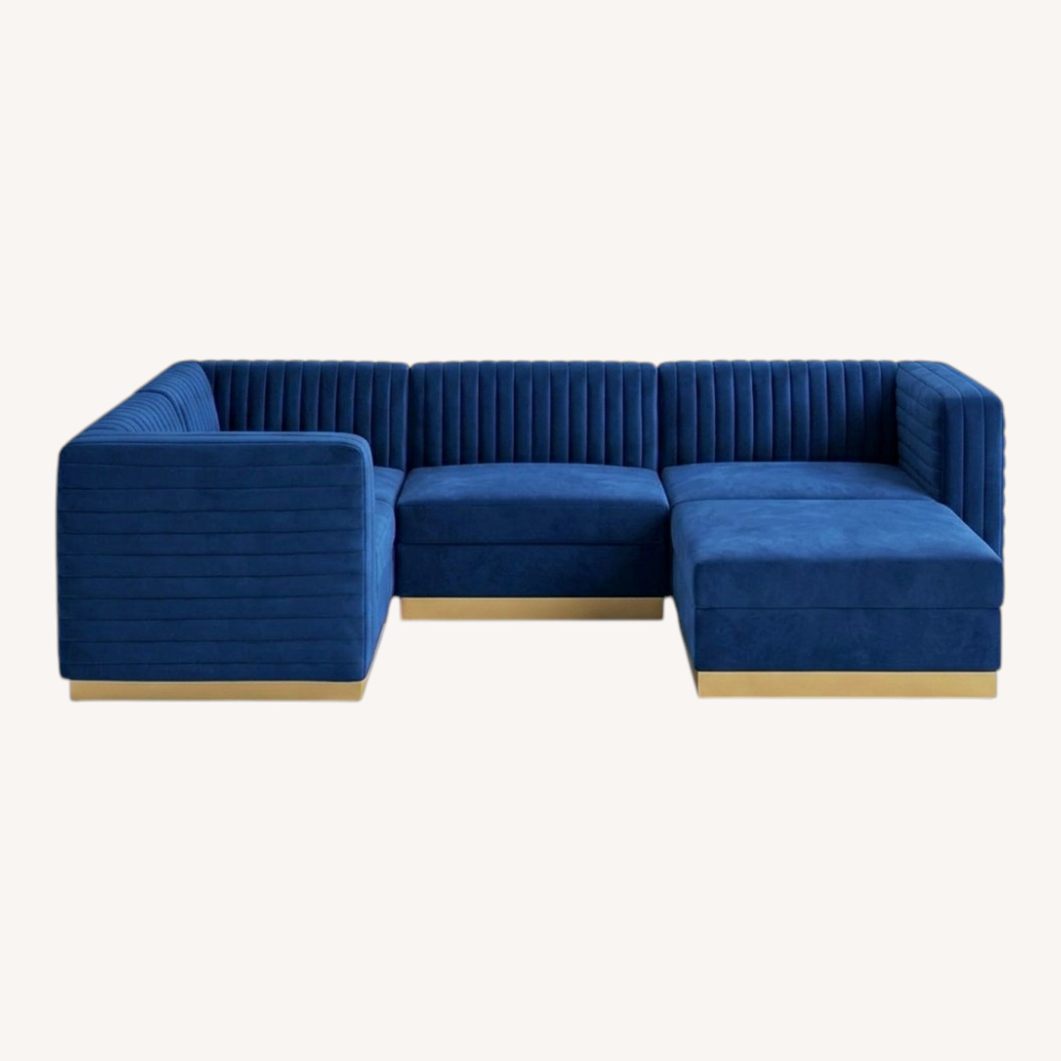 Blue Velvet 3+ Piece Sectional - image-5