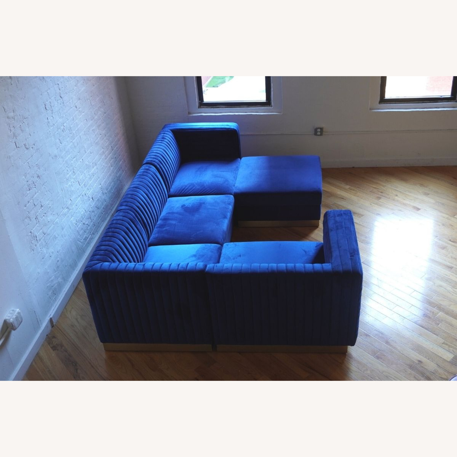 Blue Velvet 3+ Piece Sectional - image-3