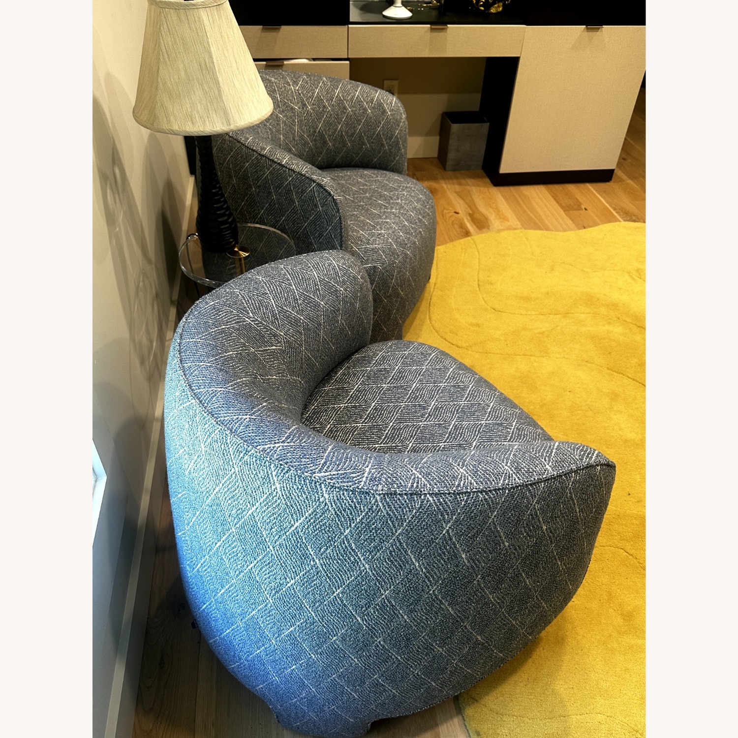 Ligne Roset Blue Fabric Armchair - image-3