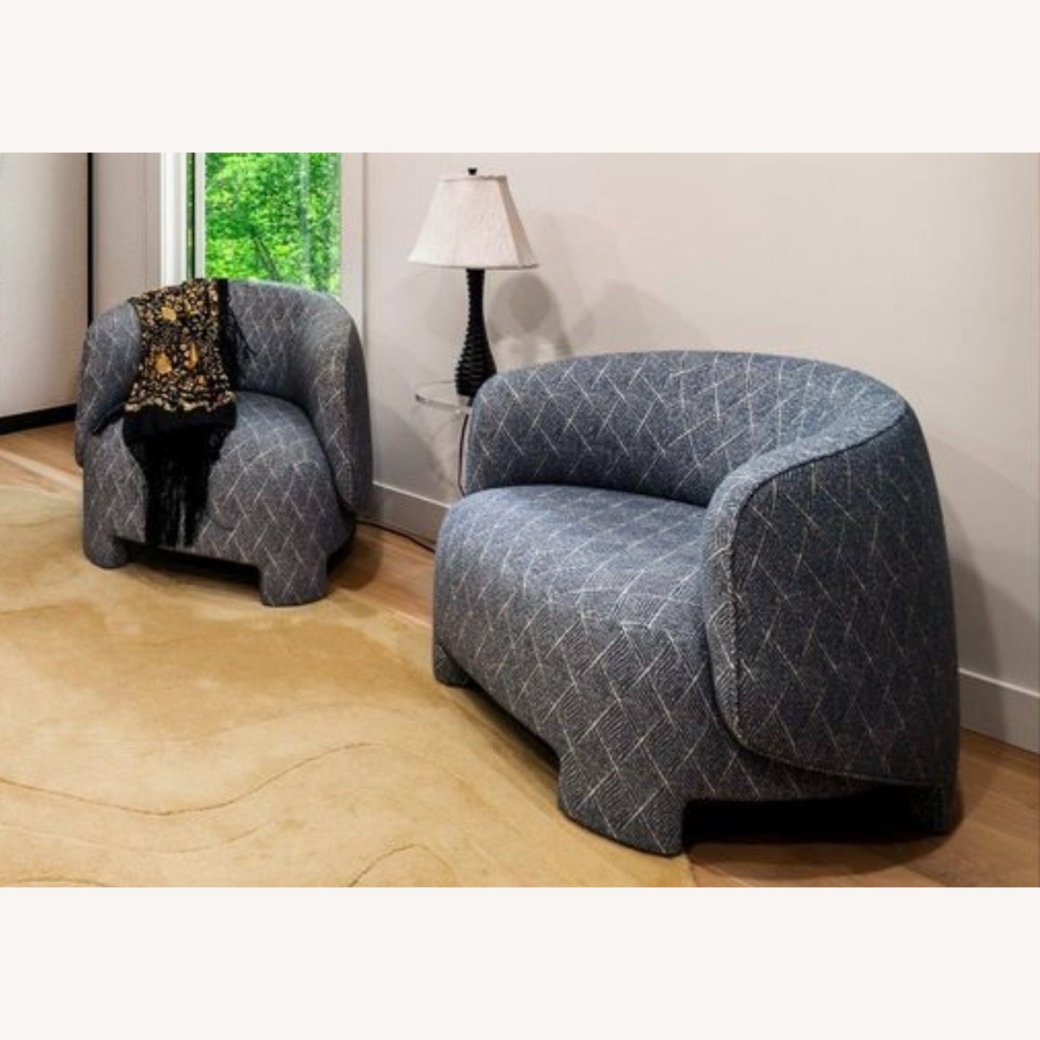 Ligne Roset Blue Fabric Armchair - image-1