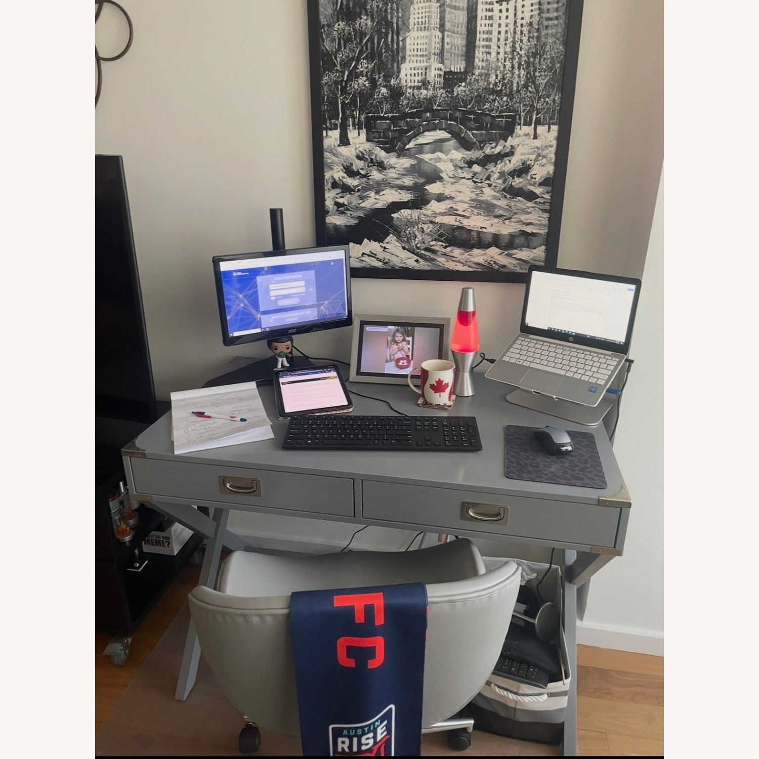 Wayfair Light Gray Wood Desk - image-2