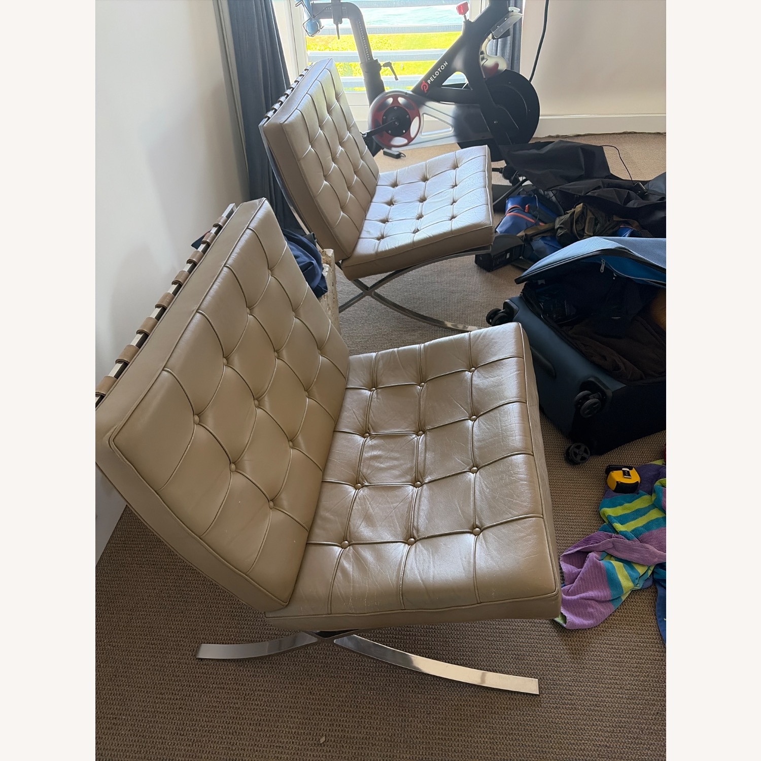 Knoll Light Brown Leather Accent Chairs - image-8