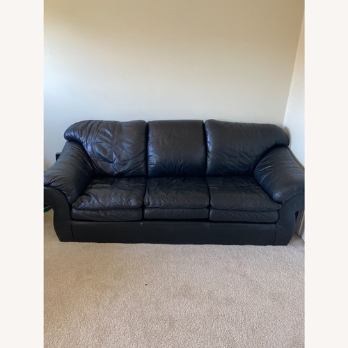Used Black Leather 3+ Seater Sofa for sale on AptDeco