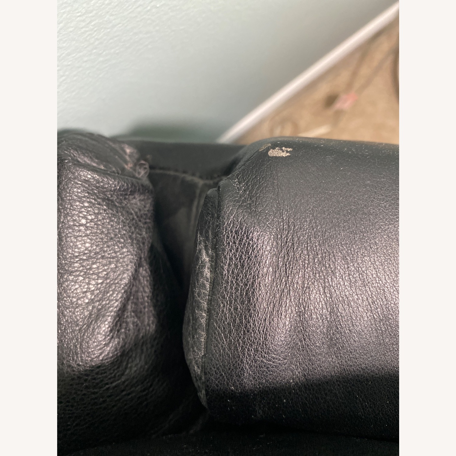 Black Leather One Seater & Ottoman - image-3