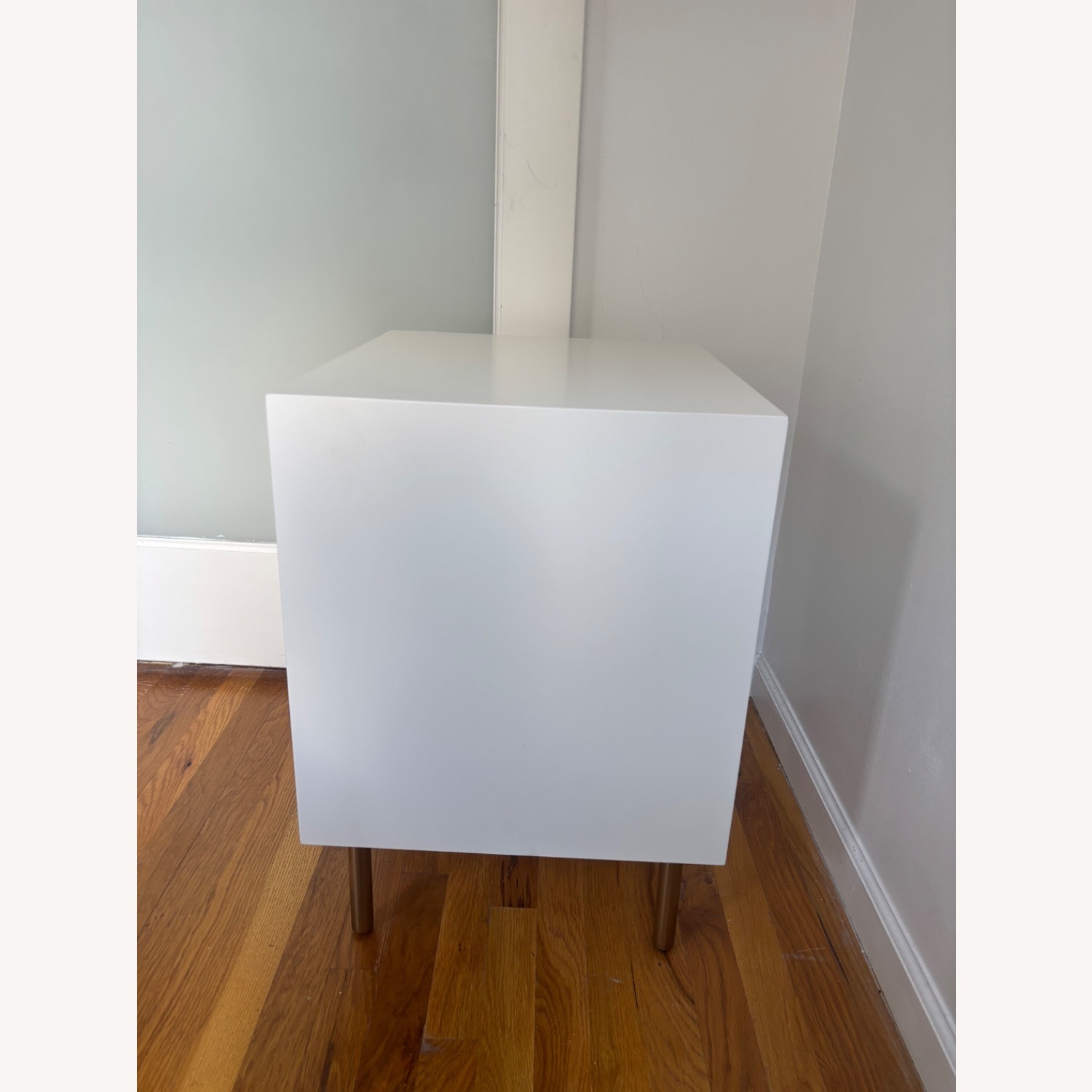 West Elm Margot Raffia White Wood Nightstand - image-3